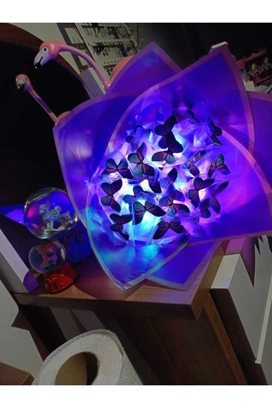 mavi mor kelebek buketi ürün görseli 1