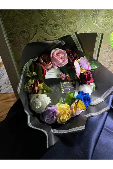 KAYZEN renkli aynalı gül buketi ürün görseli 1