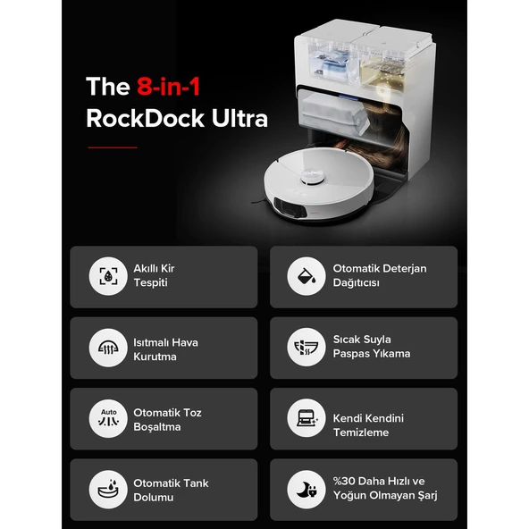 Roborock S8 Maxv Ultra Akıllı Robot Süpürge Beyaz - 8