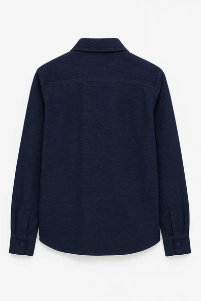 Erkek Cepli Lacivert Jean Gömlek - 3