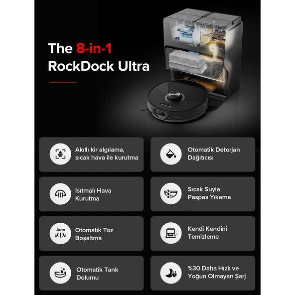 Roborock S8 Maxv Ultra Akıllı Robot Süpürge Siyah - 8