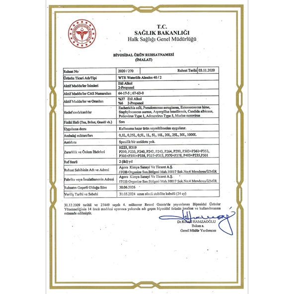 WTR Alesdes 40 Alkol Bazlı Yüzey Dezenfektanı 500 ml - Resim 3