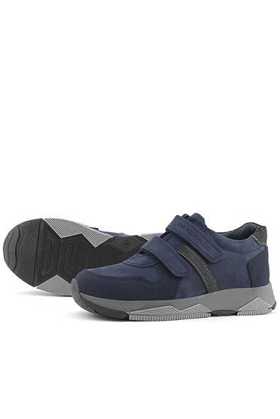 Rakerplus Hakiki Deri Lacivert Cırtlı Çocuk Spor Ayakkabı - Resim 6