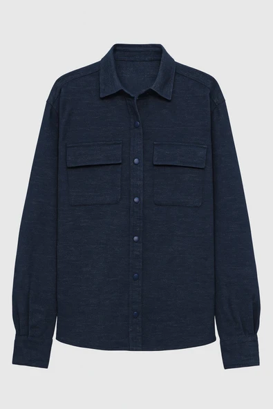 Erkek Cepli Lacivert Jean Gömlek - 2