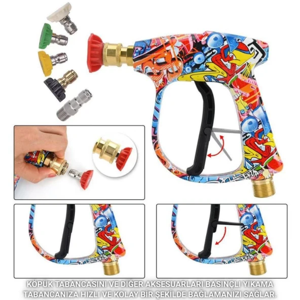 Coofbe Bosch Aquatak Serisi ile Uyumlu 5 Nozzle Set Bosch Basınçlı Araç Yıkama Tabancası Seti Basınçlı Yıkama Makinesi Bear - Resim 3