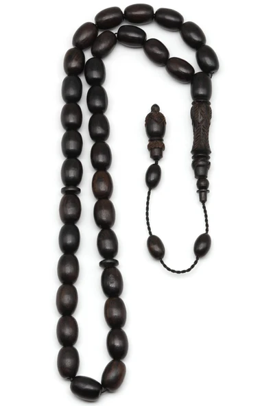 Abanoz Ağacı Tesbih 9 x 12 mm Kapsül Kesim - Resim 2