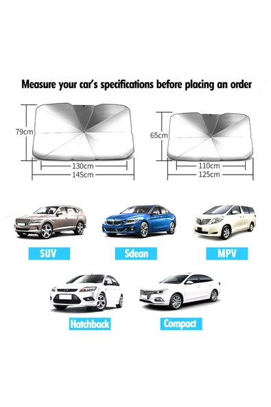 Choice Katlanabilir Araba Ön Camı Güneşlik Şemsiye Araba Örtüsü Güneşlik Isı Yalıtımı Ön Cam İç... - Resim 4