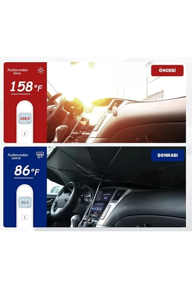 blisspremium Araba Oto Ön Cam Şemsiye Küçük Boy (140cm*79cm ). - Resim 3