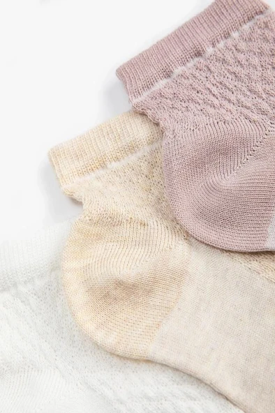 Koton Kadın 3'lü Uzun Patik Çorap Seti Geometrik Desenli - Resim 3