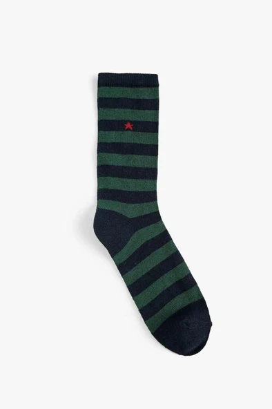 Koton Kadın Çizgili Çorap Minimal Yıldız İşlemeli - Resim 2