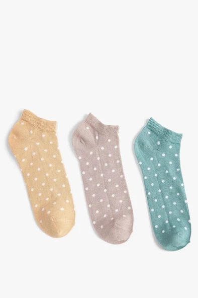 Koton Kadın 3-Pack Multicolor Polka Dot Bootie Socks Set - Resim 2