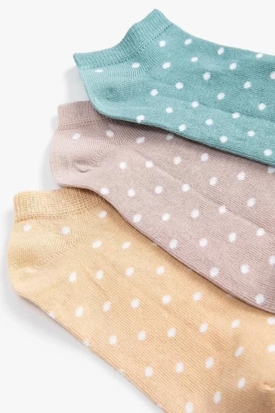Koton Kadın 3-Pack Multicolor Polka Dot Bootie Socks Set - Resim 3