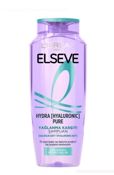 Loreal Paris Elseve Hydra Hyaluronic Pure Salisilik Asit İçeren Yağlanma Karşıtı Arındırıcı Şampuan 300 ml ürün görseli 1
