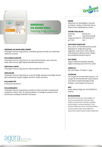 Greengel Oil Bang Grill 1L- Yanmış Yağ Çözücü - Resim 2