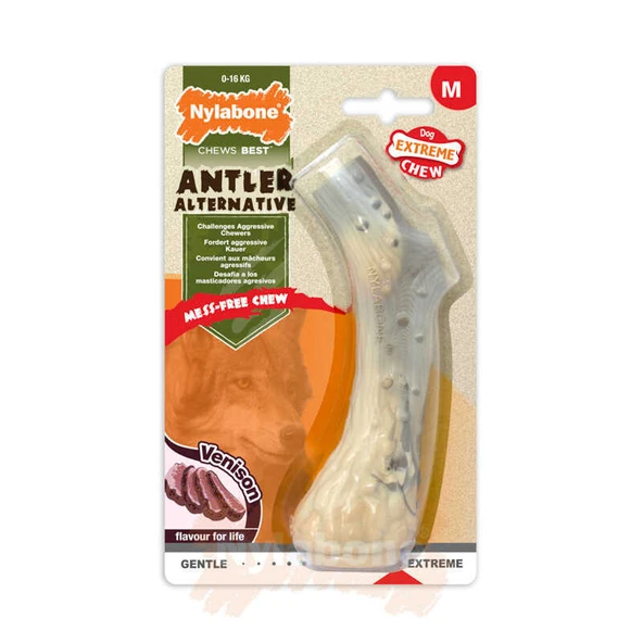 833673-Nylabone Geyik Aromalı Köpek Çiğneme Kemiği M 14 Cm ürün görseli 1