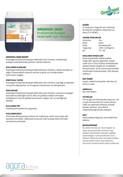 Greengel WMR Endüstriyel Bulaşık Makinesi Parlatıcısı  20L - Resim 2