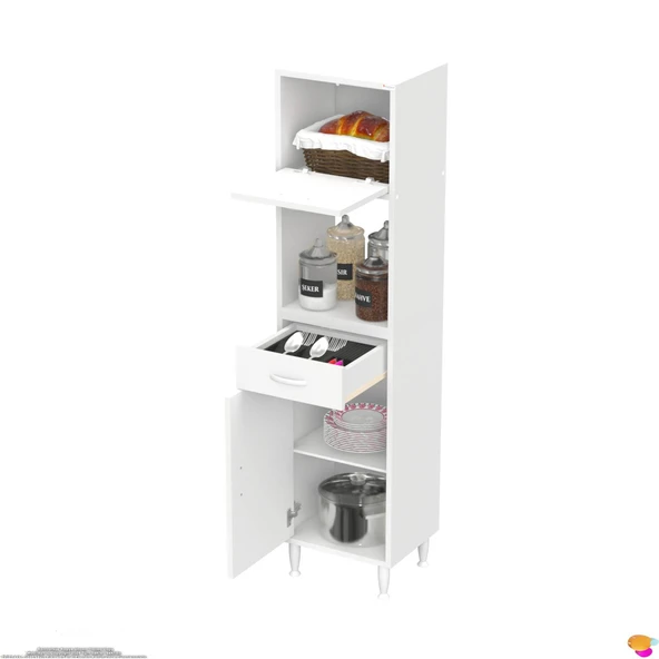 Modilayn VİO Çok Amaçlı Dolap: (35x163.4x32,5 cm) ölçülerinde, çekmeceli ve kapaklı mutfak dolabı. - Resim 6