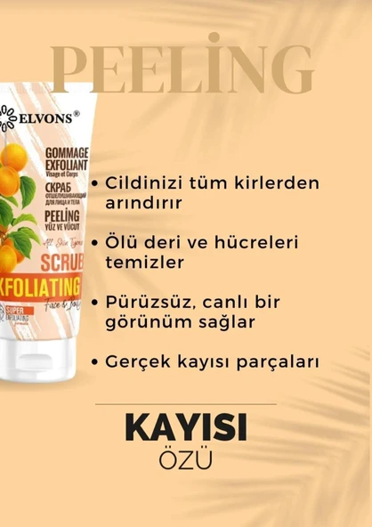 Scrub, Kayısı Parçacıklı Yüz, Vücut Peeling, Ölü Hücre Temizleme, 75 ML ürün görseli 1