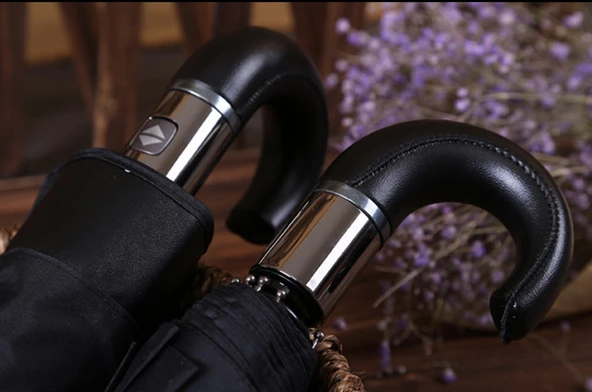 Marlux  Silver Series Tam Otomatik Deri Baston Erkek Şemsiye ürün görseli 1