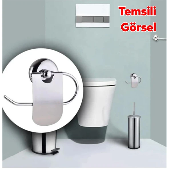 Yapışkanlı Metal Tuvalet Kağıtlık Aparat Kapalı WC Kağıt Standı Bez Havluluk Paslanmaz Sağlam Krom - Resim 2