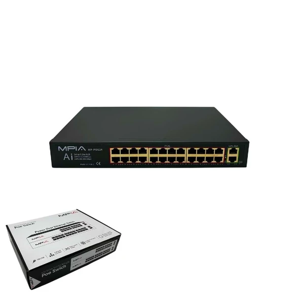 MPIA MP-POE24 24 Port Poe Switch 240 V 2 UPLİNK  2X1000M RJ45