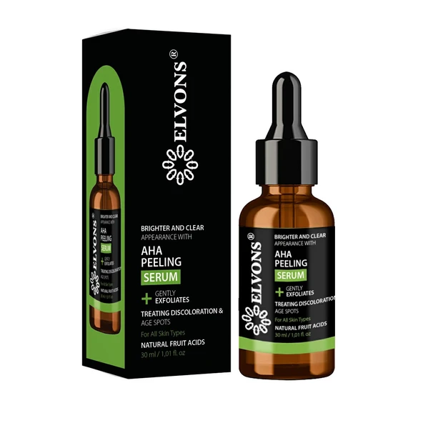 Elvons AHA Glikolik Asit Peeling Serumu Leke Karşıtı & Yaşlanma Önleyici 30 ml - Resim 2