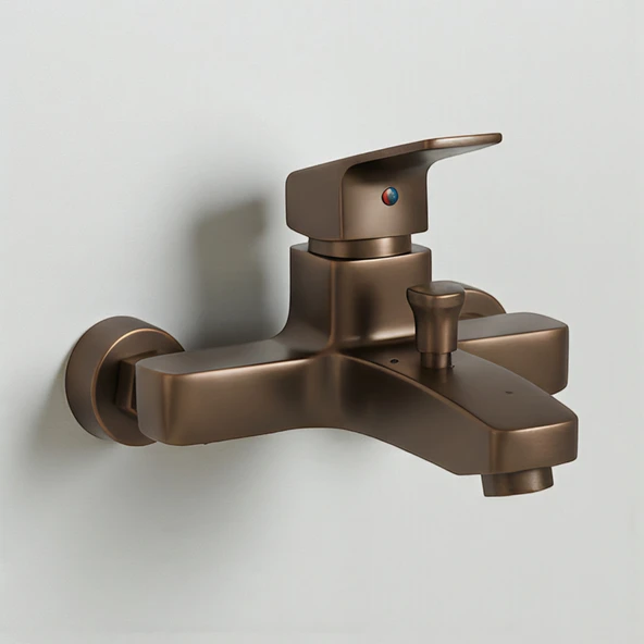 Premium Bronz 0250BR Aç Kapa Banyo Bataryası Duvar Tipi Modern Sıcak Soğuk Ayarlı Armatür ürün görseli