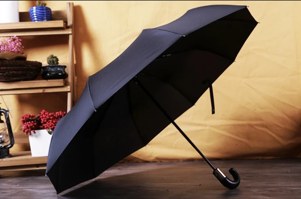 Marlux  Silver Series Tam Otomatik Deri Baston Erkek Şemsiye - Resim 3