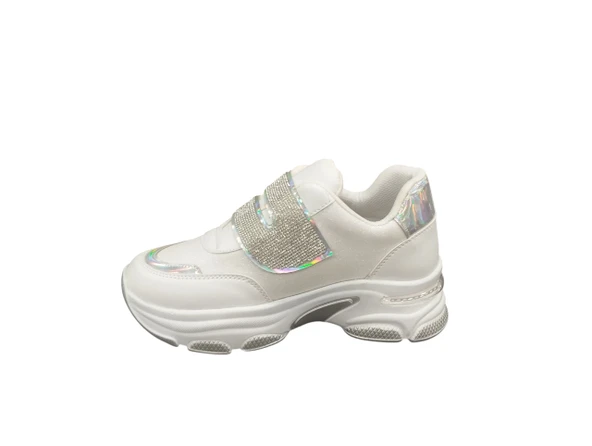 Ventes 928315Z 5 cm Topuk Boyu Ortopedik Bantlı Günlük Kadın Simli Sneaker Ayakkabı - 2