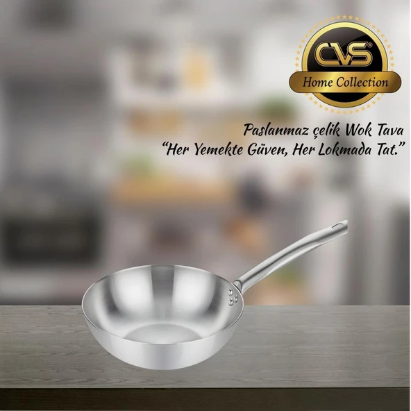 CVS DN 20042 Ametist 28 cm Paslanmaz Çelik Wok Tavası ürün görseli 1