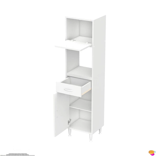 Modilayn VİO Çok Amaçlı Dolap: (35x163.4x32,5 cm) ölçülerinde, çekmeceli ve kapaklı mutfak dolabı. - Resim 8