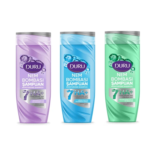 Duru Nem Bombası Şampuan 400 ml Yağlanma-Yıpranmış-Kepeğe Karşı 3 lü Karma Paket ürün görseli 1
