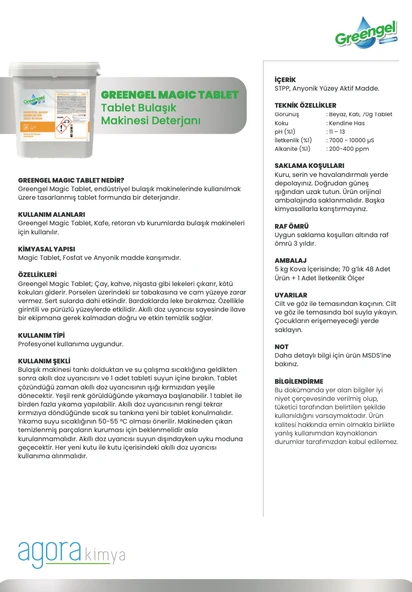 Greengel Magic Tablet- Tablet Bulaşık Makinesi Deterjanı 2,6 Kg (40 Tablet) - Resim 2