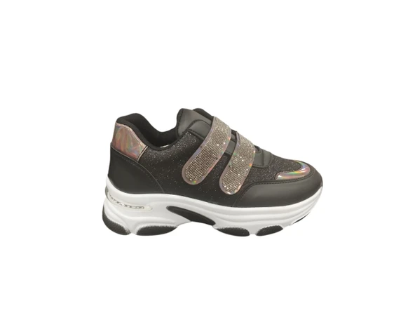 Ventes 928315Z 5 cm Topuk Boyu Ortopedik Bantlı Günlük Kadın Simli Sneaker Ayakkabı - 5