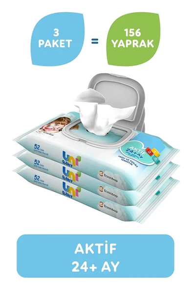Uni Baby Aktif Islak Mendil 3x52 Adet - 2
