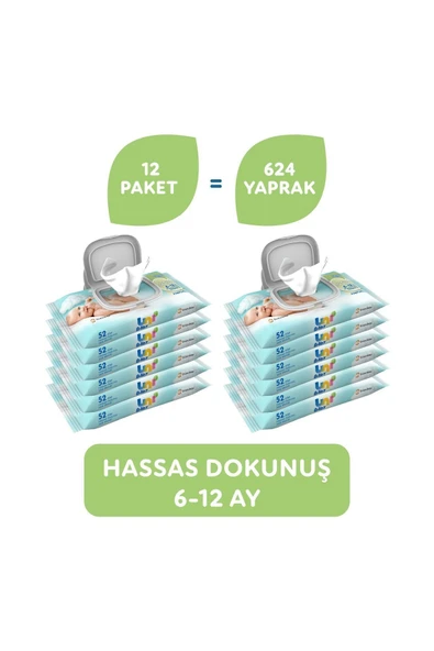 Uni Baby Hassas Dokunuş Islak Mendil 52 Li X 12 Adet - 2