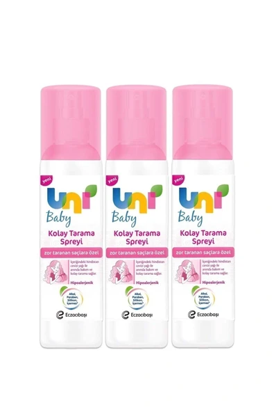 Uni Baby Zor Taranan Saçlara Özel Kolay Saç Tarama Spreyi 200 ml X 3 Adet