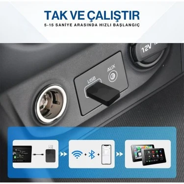 MPIA CP-2 Bluetooth 5.4 USB-C & USB-A Android Car Play Adaptör - Resim 4