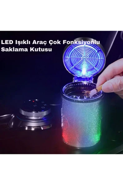 SZ MASTER Araba renkli led ışıklı dekoratif küllük araç içi bardak küllük ofis ev küllük - 3