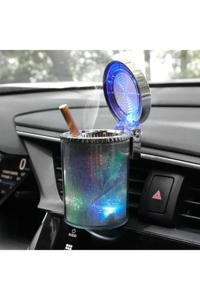 SZ MASTER Araba renkli led ışıklı dekoratif küllük araç içi bardak küllük ofis ev küllük - 7