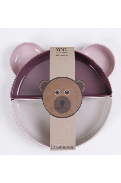 4 Bölmeli Çıkarılabilir Ayıcık Desenli 7 Parça Mama Yemek Tabağı ve Çatal Kaşık Seti BPA FREE ürün görseli