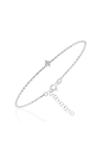 Gümüş Bilezik - Taşlı Mini Karo Burgu 925 Ayar Gümüş Bilezik