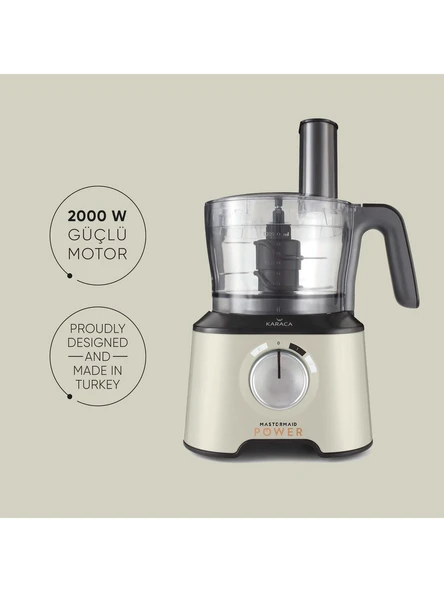 Karaca Mastermaid Power Essential Soft Cream Mutfak Robotu, Blender Seti 2000w OUTLET YENİ GİBİ - 2