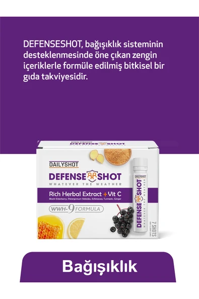 hangover Shot Defense Shot Soğuk Algınlığına Karşı Bitkisel Gıda Takviyesi, Defense Shot 7'li - Resim 3