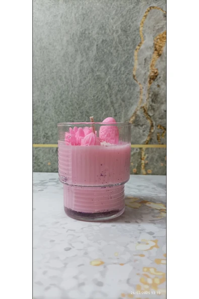 Pinhomedizayn Cam bardak çilekli mum - 2