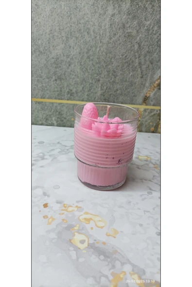 Pinhomedizayn Cam bardak çilekli mum - 5