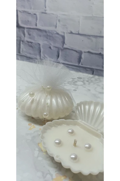 Pinhomedizayn Kına nikah törenleri için tüllü istridye kutu mum 100 Adet