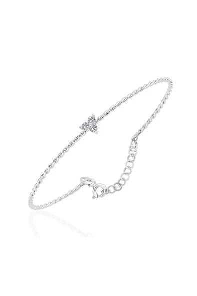 Gümüş Bilezik - Üç Mini Taşlı Burgu 925 Ayar Gümüş Bilezik