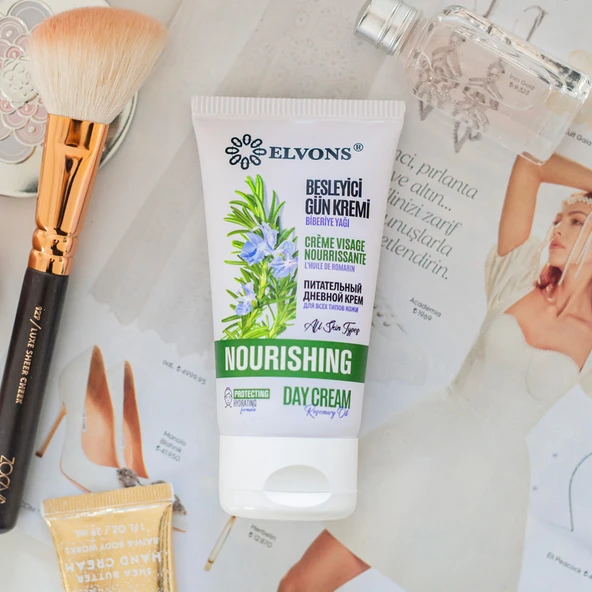 Elvons Yaşlanma Karşıtı, Niacinamide Nemlendirici Makyaj Öncesi Kremi, Biberiye Yağı, E & B3 Vitamini 75 ml ürün görseli 1