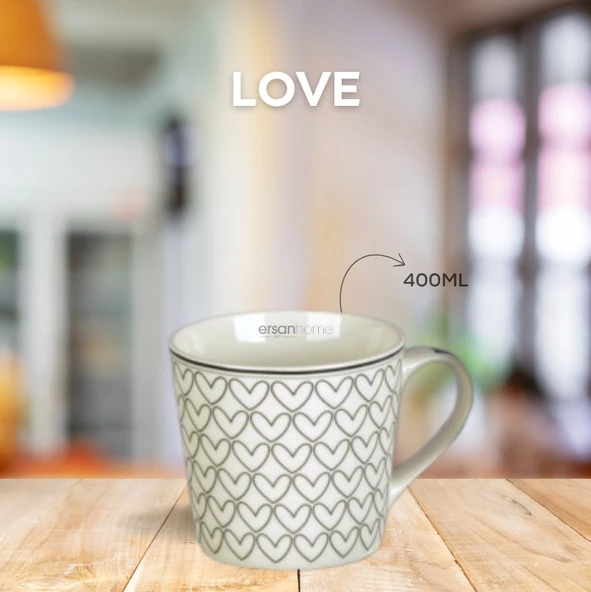 Tohana Porselen Kupa 400ML Love Serisi Desen3
